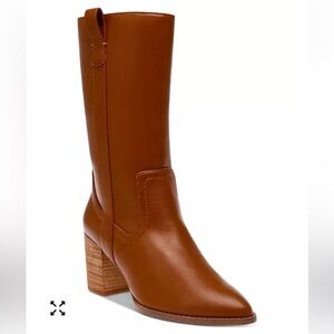 Dolce Vita Cognac Leather Mid-Calf Block Heel Boots